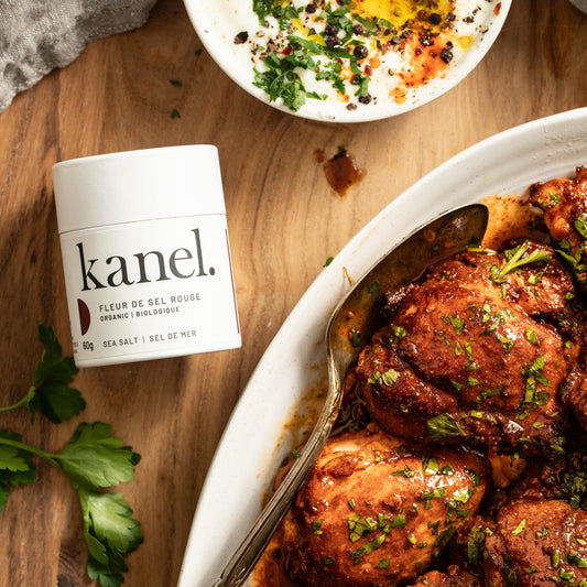 Fleur de Sel Rouge Honey Glazed Chicken Thighs