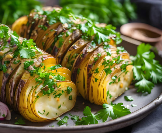 Crispy Sunday Roast Hasselback Potatoes
