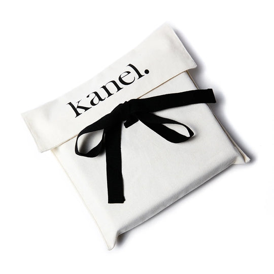 Sac cadeau en lin avec ruban noir