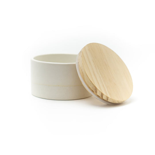 Ceramic Salt Cellar with Fine-Grain Wood Lid