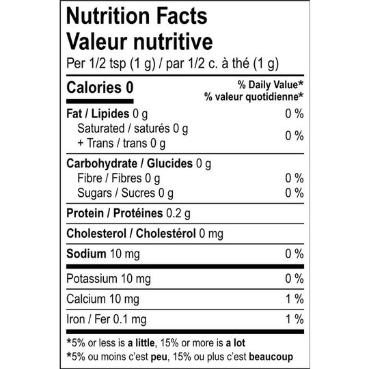 Montreal Bagel Spice Nutrition Facts