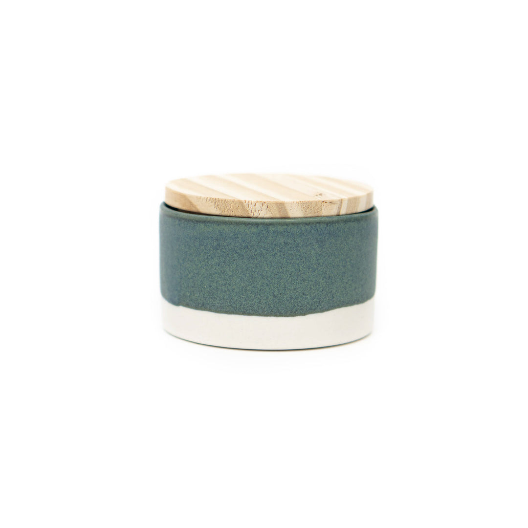 Ceramic Salt Cellar with Fine-Grain Wood Lid