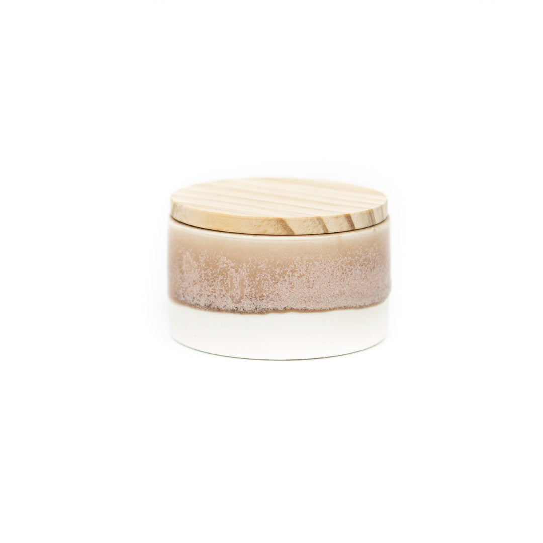 Ceramic Salt Cellar with Fine-Grain Wood Lid