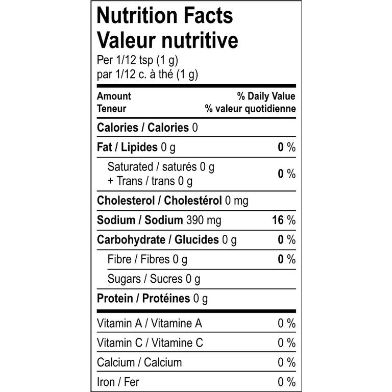 Cold Smoked Sea Salt Nutrition Facts