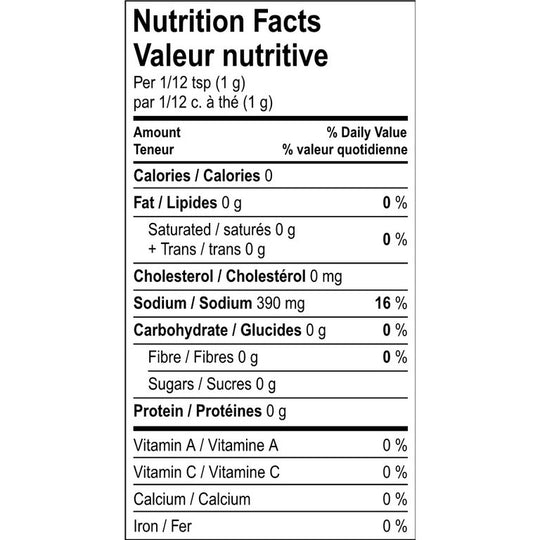 Cold Smoked Sea Salt Nutrition Facts